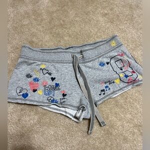 PINK Victoria's Secret Gray Shorts with Colorful Embroidery